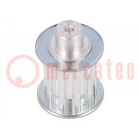 Belt pulley; T5; W: 16mm; whell width: 27mm; Ø: 15.05mm; aluminium