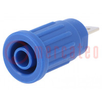 Connector: 4mm banana; socket; 24A; 1kV; blue; nickel plated; 34mm