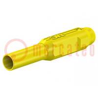 Stecker; 2mm Bananen; gelb; vergoldet; Isolation: Polyamid; 0,5mm2