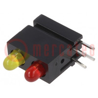 LED; in housing; red/yellow; 2.8mm; No.of diodes: 2; 20mA; 60°