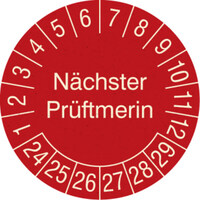 Prüfplakette aus Graspapier, Nächster Prüftermin, in Jahresfarbe, 500 Stk/Rolle, 3,0 cm Version: 24-29 - Prüfjahre: 2024-2029