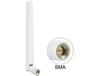 LTE Antenne SMA 1 ~ 2,5 dBi omnidirektional mit Kippgelenk weiß, Delock® [88790]