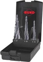 RUKO 101087PRO Fokozatfúró készlet 3 részes 6 - 12 mm, 6 - 20 mm, 6 - 27 mm HSS 3 oldalú szár 1 készlet