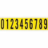 Consecutive numbers and letters for indoor use 22.00 mm x 57.00 mm 3440 0-9, Black, Yellow, Rectangle, Removable, Black on yellow,Self Adhesive Labels