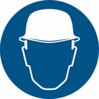 Sicherheitskennzeichnung - Kopfschutz benutzen, Blau, 20 cm, Folie, B-7541