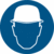 Sicherheitskennzeichnung - Kopfschutz benutzen, Blau, 10 cm, Folie, B-7541