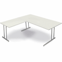 Schreibtisch Artline Holzdekor / Anbau C-Fuß 180x180x68-82cm weiß