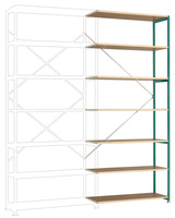 Breitfach-Steckregal Anbauregal mit 7 Holzverbundböden, HxBxT = 3000 x 1250 x 400 mm | RPK1726.0001