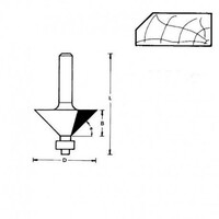 HIKOKI 754037 - Fresa HM para biselar angulo de 45 grados eje 6 mm diámetro 31.8 mm profundidad 12.7 mm largo 50 mm