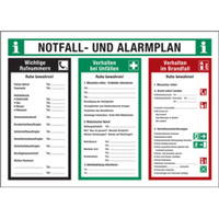 Sicherheitsaushang "Notfall- und Alarmplan", Kunststoff (1 mm), 700 x 500 x 1 mm