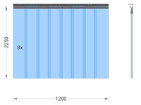 Foto 1 von PVC-Streifenvorhang, Lamellen 200 x 2 mm transparent, Höhe 2,25 m, Breite 1,20 m (0,90 m), Edelstahl