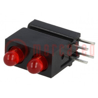 LED; inscatolato; rosso; 3mm; Nr diodi: 2; 20mA; 60°; 1,2÷4mcd