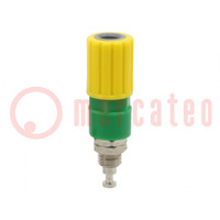 Connecteur: banane 4mm; socle; 36A; jaune-vert; nickelé; -20÷80°C