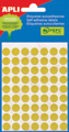 Apli ronde etiketten in etui diameter 10 mm, geel, 315 stuks, 63 per blad (2051)