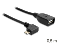 DeLOCK USB micro-B - USB 2.0-A, 0.5m USB kábel 0,5 M Micro-USB B USB A Fekete