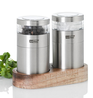 AdHoc ME09 Salz- und Pfeffermühlen-Set Satinierter Stahl, Transparent