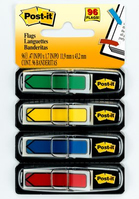 Post-It Arrow Flags, Primary Colors, 1/2 in Wide, 24/Dispenser, 4 Disp/Pack bandera adhesiva 24 hojas