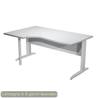 Scrivania penisola sinistra piano grigio 160x60/80/100xH.72 gamba a L metallo cromato Presto Compact - 009K211/9/AR