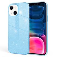 NALIA Robuste Glitzerhülle für iPhone 13 Mini, Stoßfeste Glänzende Glitzer Hybrid Schutzhülle Verstärkte Silikonhülle Blau