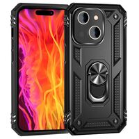 NALIA Military-Style Ring Cover compatible with iPhone 15 Case, Extreme Protection Shockproof Outdoor Kickstand Hardcover, 360° Rotating Finger Holder for Stand Function & Car M...
