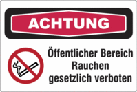 Focusschild - Rauchen verboten, Rot/Schwarz, 15 x 25 cm, Folie, Selbstklebend