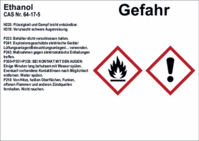 Gefahrstoffetikett Ethanol - Gefahr, Rot/Schwarz, 14.8 x 21 cm, Polyesterfolie