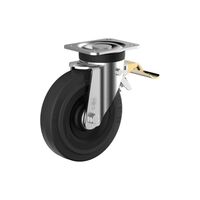 Elastic solid rubber wheel on steel rim