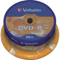 DVD-Rohlinge DVD-R 4,7GB/16x auf Spindel VE=25 Stück