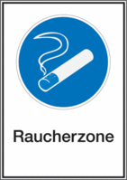 Kombischild - Rauchen erlaubt, Raucherzone, Blau, 18.5 x 13.1 cm, Folie, Weiß
