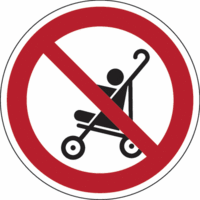 Sicherheitskennzeichnung - Kinderwagen verboten, Rot/Schwarz, 20 cm, Folie