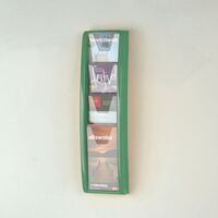 Wall mounted coloured leaflet dispensers - 4 x ? A4 pockets, green