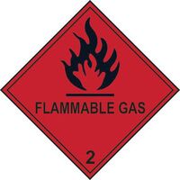 COSHH Flammable gas 2 labels - 100 x 100mm roll of 250