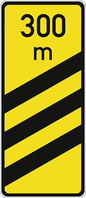 Verkehrszeichen VZ 450-55 Ankündigungsbake gelb, dreistreifig, 1500 x 650, Alform I, RA 3
