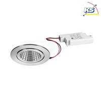 Outdoor LED Einbau-Downlight-Set BB15 inkl. Konverter, V4A, IP54, rund, 230V, 6W 3000K 640lm 38°, dimmbar, Edelstahl