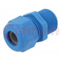 Cable gland; with long thread; M20; 1.5; IP68; polyamide; blue