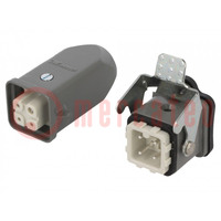 Connector: HDC; male + female; S-A; PIN: 4; 3+PE; size 3A; straight