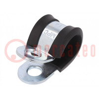 Fixing clamp; ØBundle : 14mm; W: 20mm; steel; Cover material: EPDM