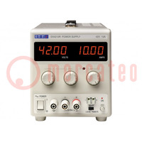 Power supply: laboratory; single-channel; 0÷42VDC; 0÷10A; 230VAC