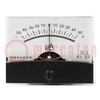 Amperometro; sul pannello; I DC: -50÷50uA; Classe: 2; Ø37,5mm