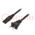 Kábel; 2x18AWG; IEC C7 anya,NEMA 1-15 (A) dugó; PVC; 4m; fekete