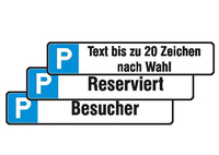 Modellbeispiele: Parkplatzschilder, verschiedene Ausführungen (v.o. Art. 11.5541, 11.5545, 11.5530)