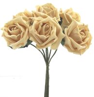 Artificial Colourfast Cottage Rose Bud Bunch - 21cm, Gold