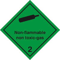 Klasse 2.2, Nicht entzündbare Gase, nicht giftige Gase + Zusatztext, Größe (BxH): 25,0 x 25,0 cm, Magnetfolie