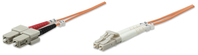 Intellinet Fiber Optic Patch Cable, OM1, LC/SC, 2m, Orange, Duplex, Multimode, 62.5/125 µm, LSZH, Fibre, Lifetime Warranty, Polybag