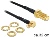 DeLOCK 88472 câble coaxial 0,32 m MMCX RP-SMA Or, Noir