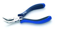 product - schmitz electronic snipe nose pliers ESD bent, long, serrated jaws - 6.1/8"