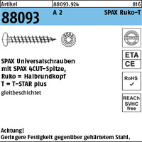 ART 88093 SPAX A 2 3,5 x 30/25 -T15 Wellenschliff, RUKO, m. Vollgew. A 2 VE=K