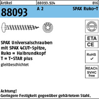 ART 88093 SPAX A 2 4 x 45/40 -T20 Wellenschliff, RUKO, m. Vollgew. A 2 VE=K