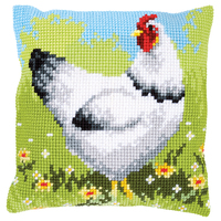 Cross Stitch Kit: Cushion: White Chicken