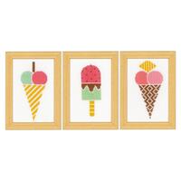 Counted Cross Stitch Kit: Ice Creams: Set of 3